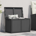 vidaXL Skrzynia ogrodowa, 180 L, czarna, rattan PP