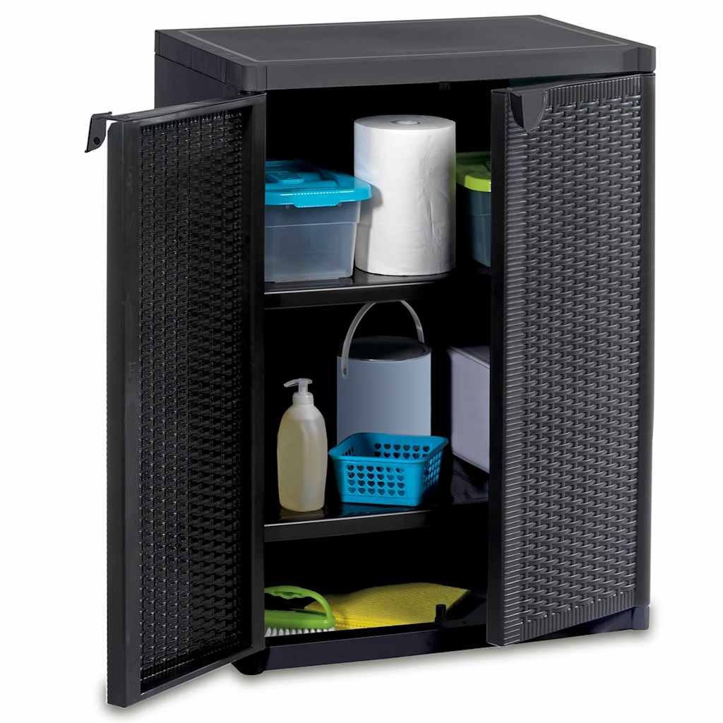 vidaXL Szafka ogrodowa, czarna, 65x45x88 cm, rattan PP