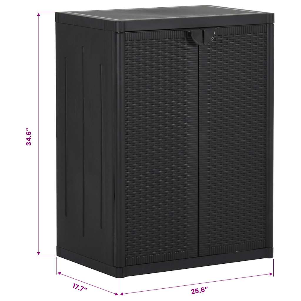 vidaXL Szafka ogrodowa, czarna, 65x45x88 cm, rattan PP