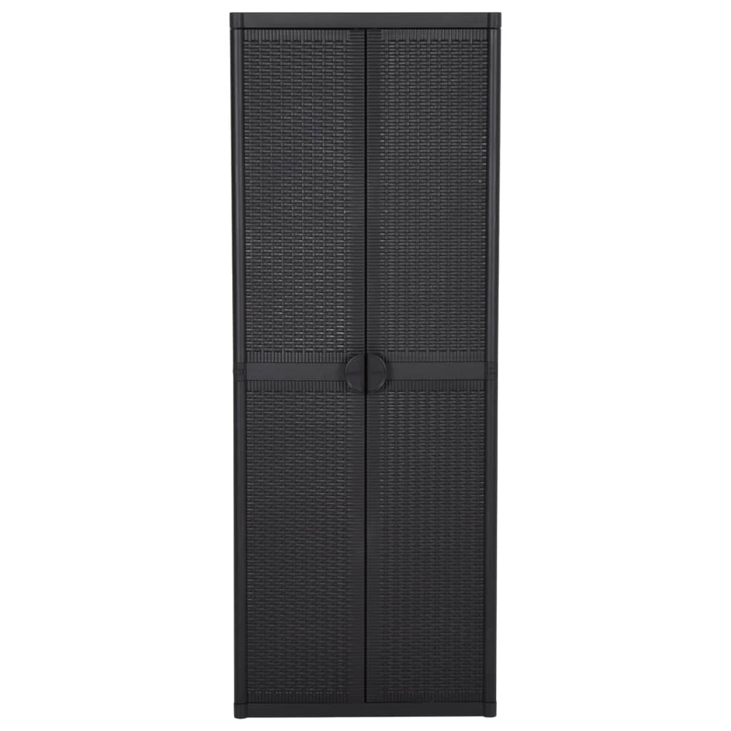 vidaXL Szafa ogrodowa, czarna, 65x45x172 cm, rattan PP