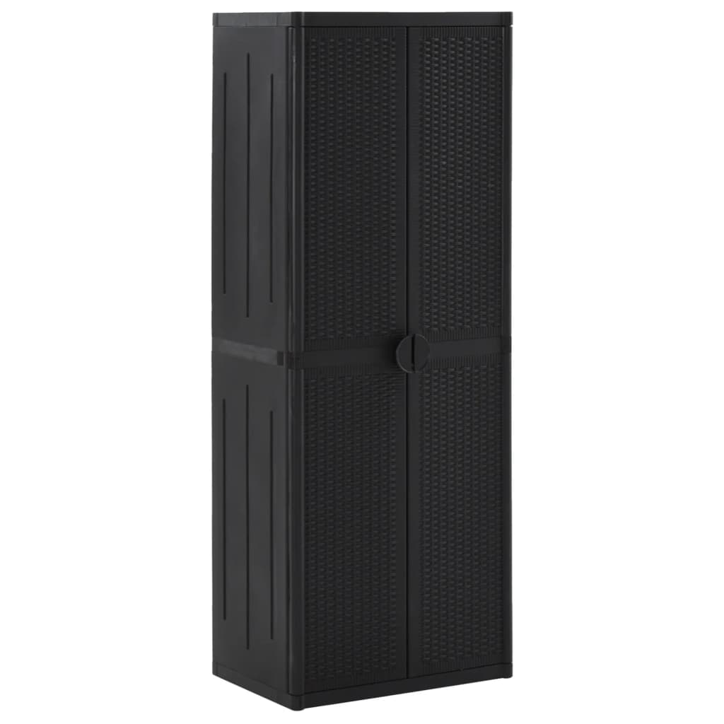 vidaXL Szafa ogrodowa, czarna, 65x45x172 cm, rattan PP