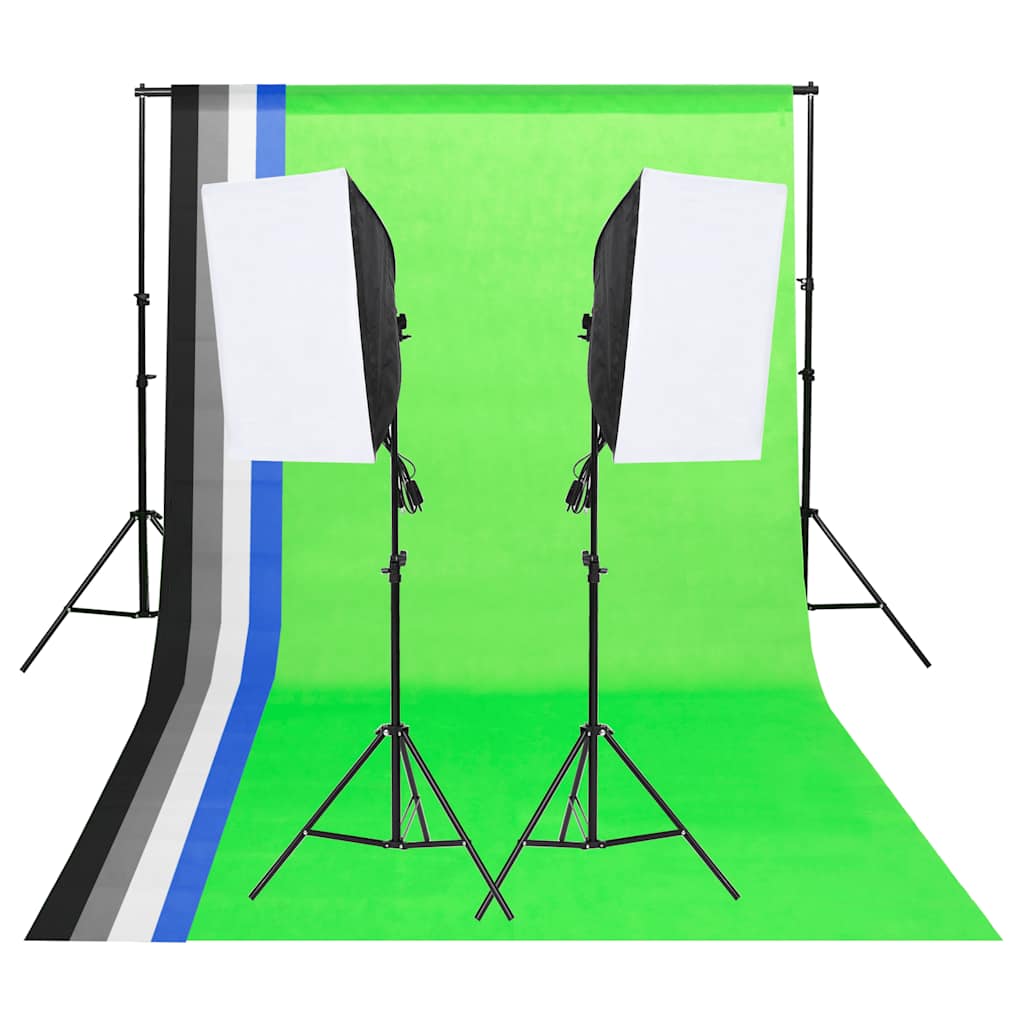 vidaXL Zestaw do studia fotograficznego, tła i softboxy