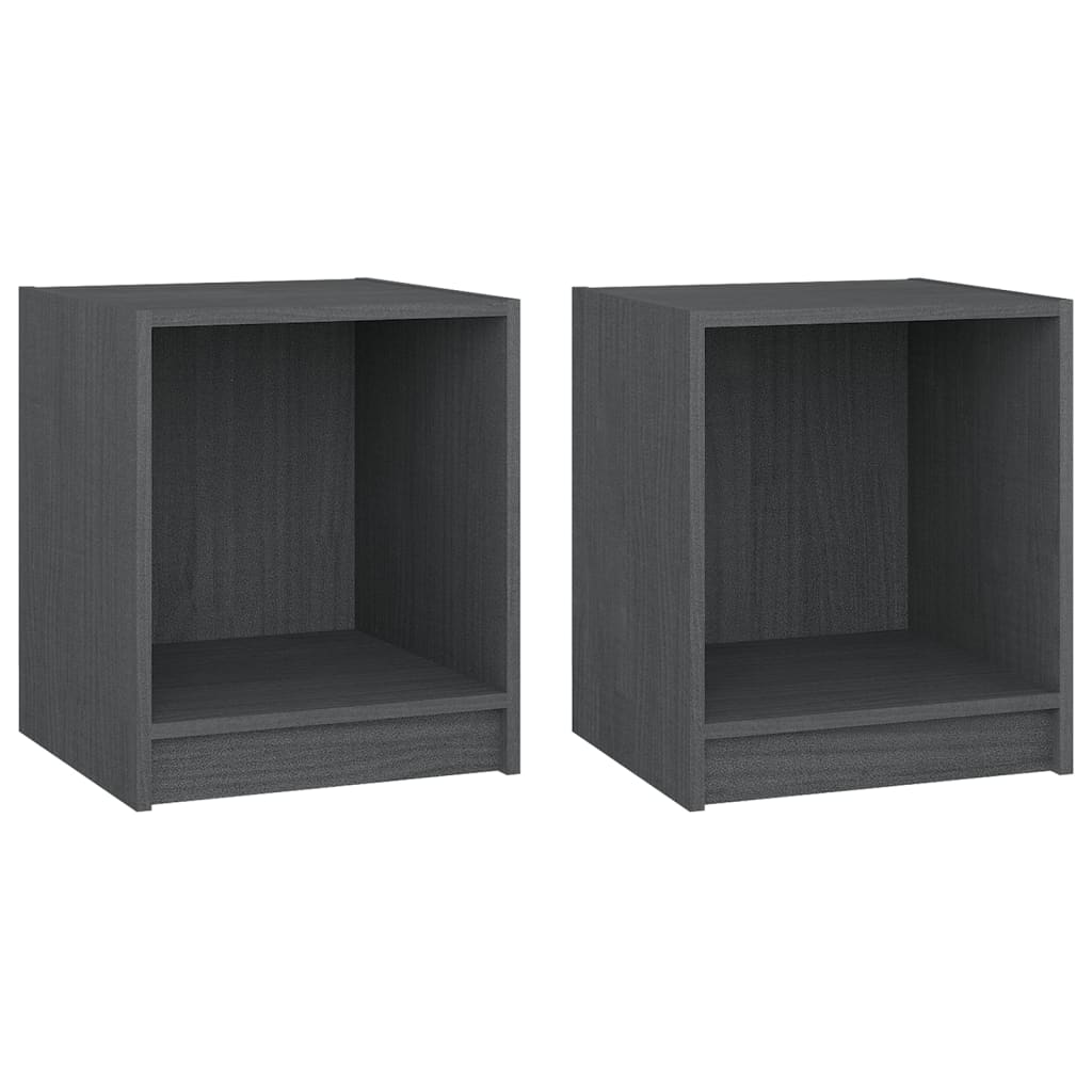 vidaXL Szafki nocne, 2 szt., szare, 35,5x33,5x41,5 cm, drewno sosnowe