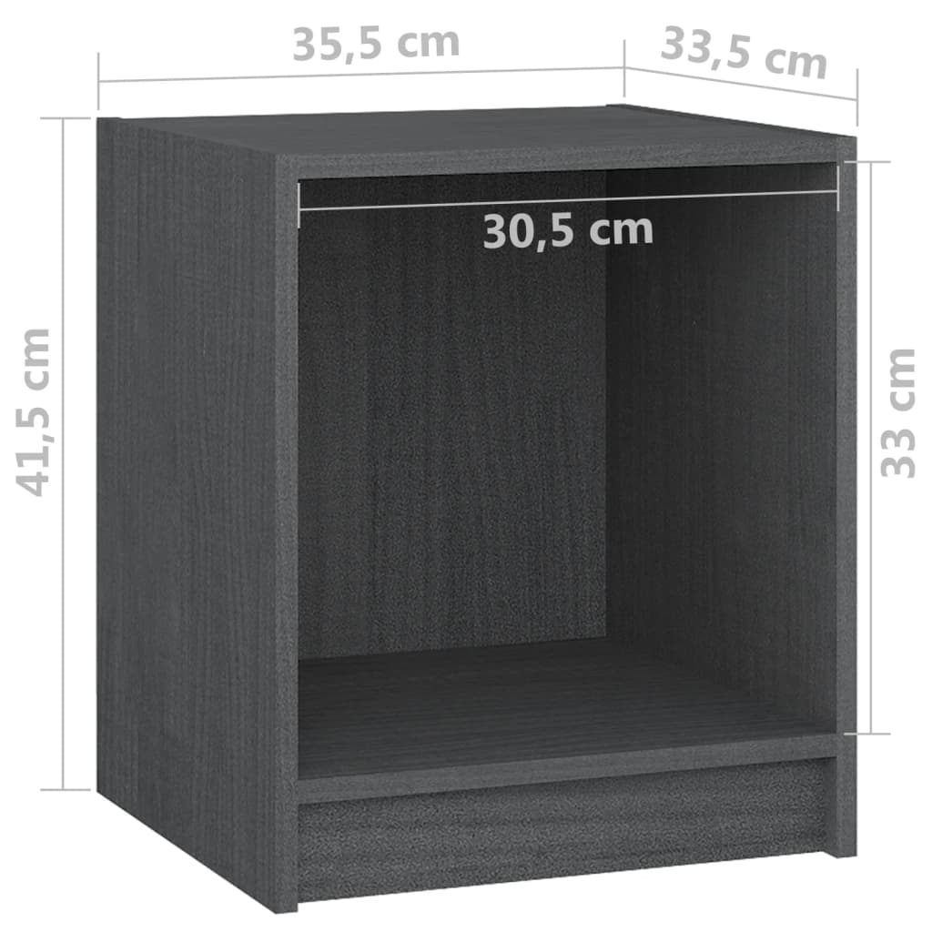 vidaXL Szafki nocne, 2 szt., szare, 35,5x33,5x41,5 cm, drewno sosnowe