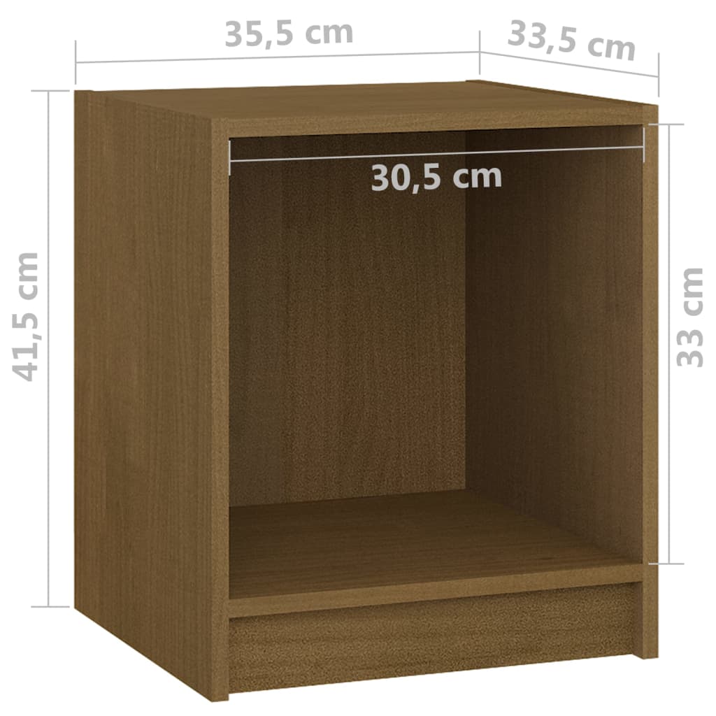 vidaXL Szafki nocne, 2 szt., miodowe, 35,5x33,5x41,5, drewno sosnowe