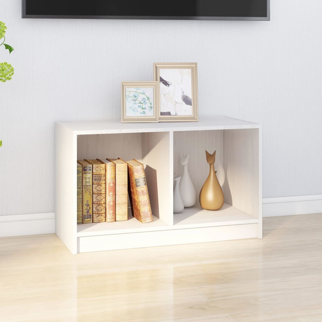 vidaXL Szafka pod telewizor, biała, 70x33x42 cm, lite drewno sosnowe