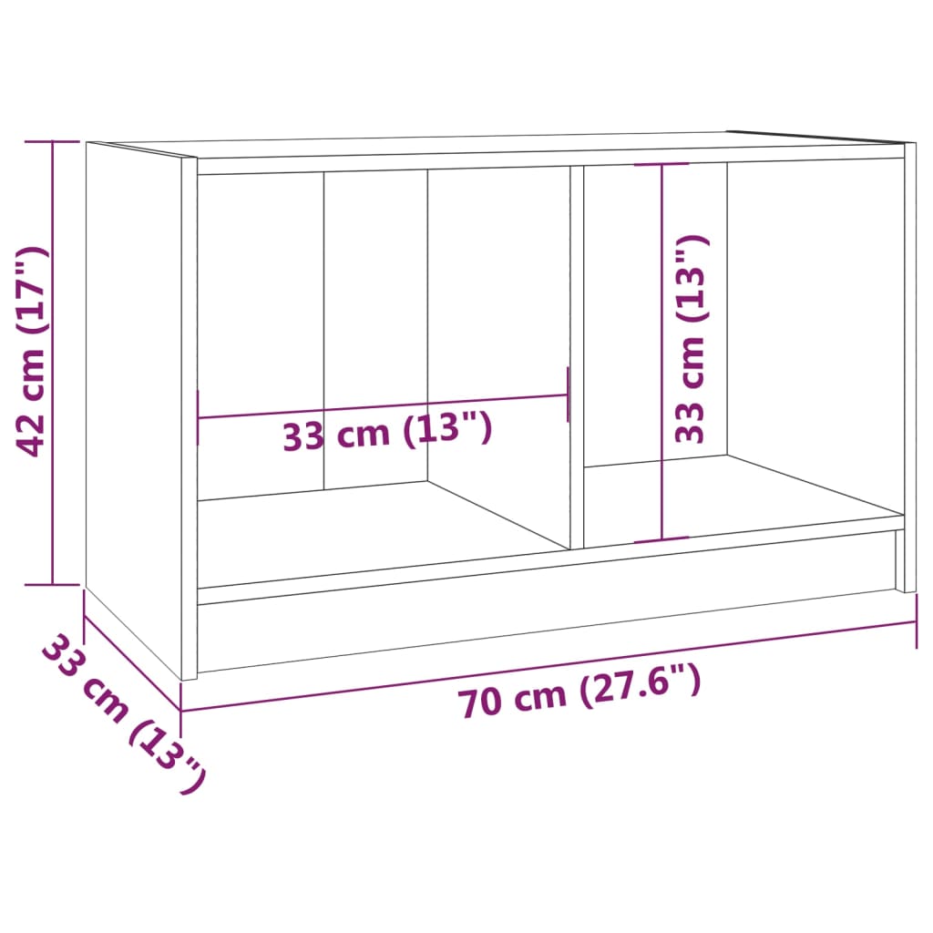 vidaXL Szafka pod telewizor, biała, 70x33x42 cm, lite drewno sosnowe