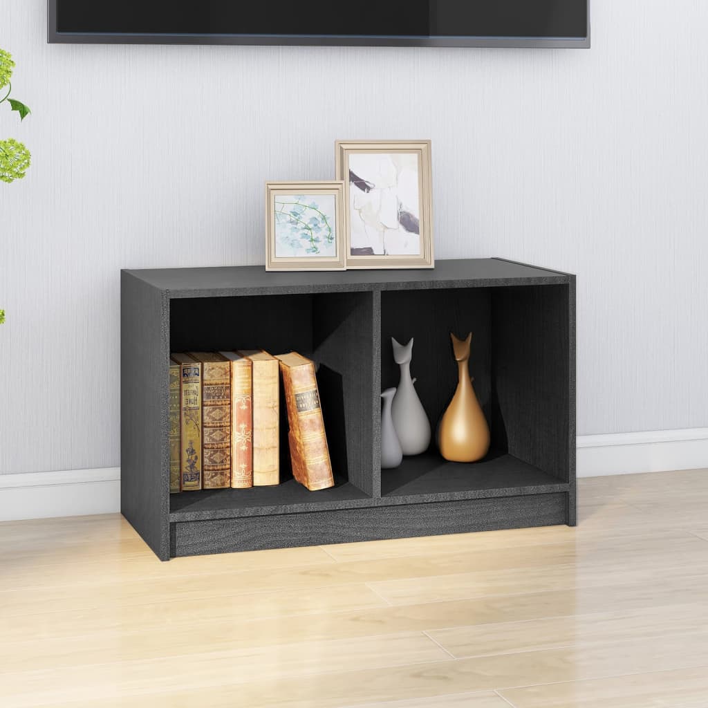 vidaXL Szafka pod telewizor, szara, 70x33x42 cm, lite drewno sosnowe