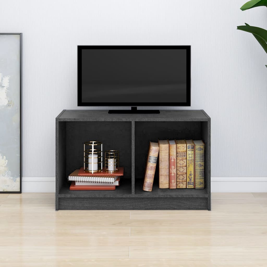 vidaXL Szafka pod telewizor, szara, 70x33x42 cm, lite drewno sosnowe