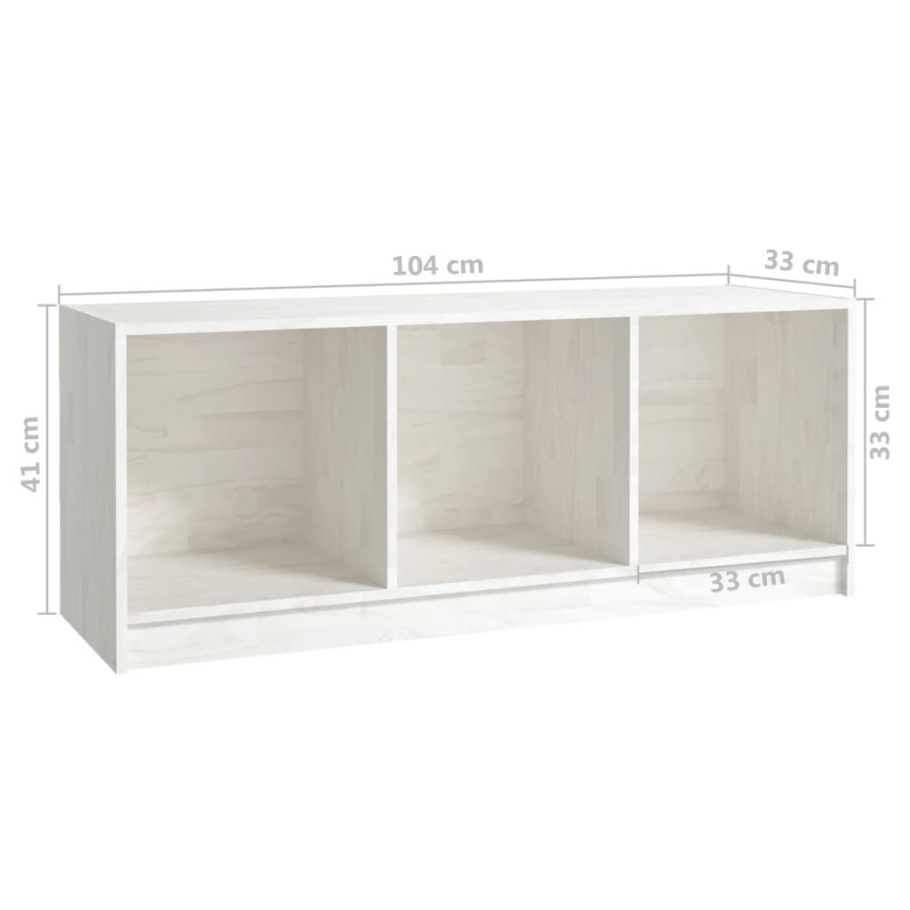 vidaXL Szafka pod telewizor, biała, 104x33x41 cm, lite drewno sosnowe