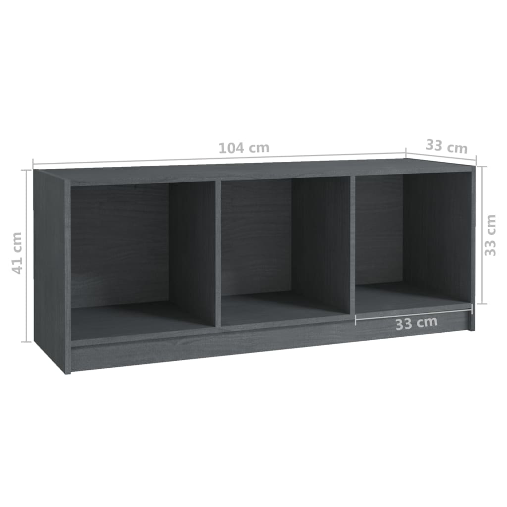 vidaXL Szafka pod telewizor, szara, 104x33x41 cm, lite drewno sosnowe