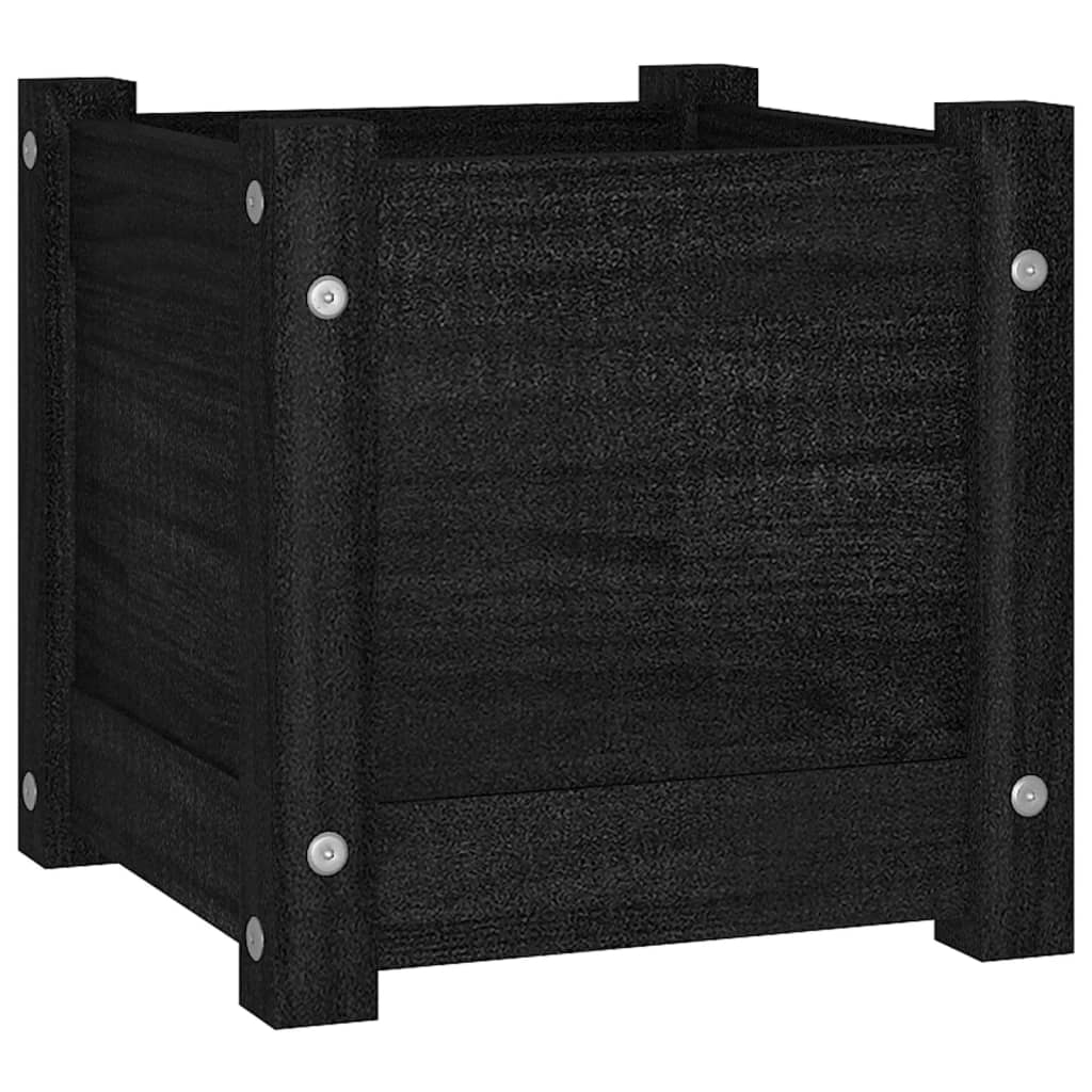 vidaXL Donice ogrodowe, 2 szt., czarne, 31x31x31 cm, sosnowe