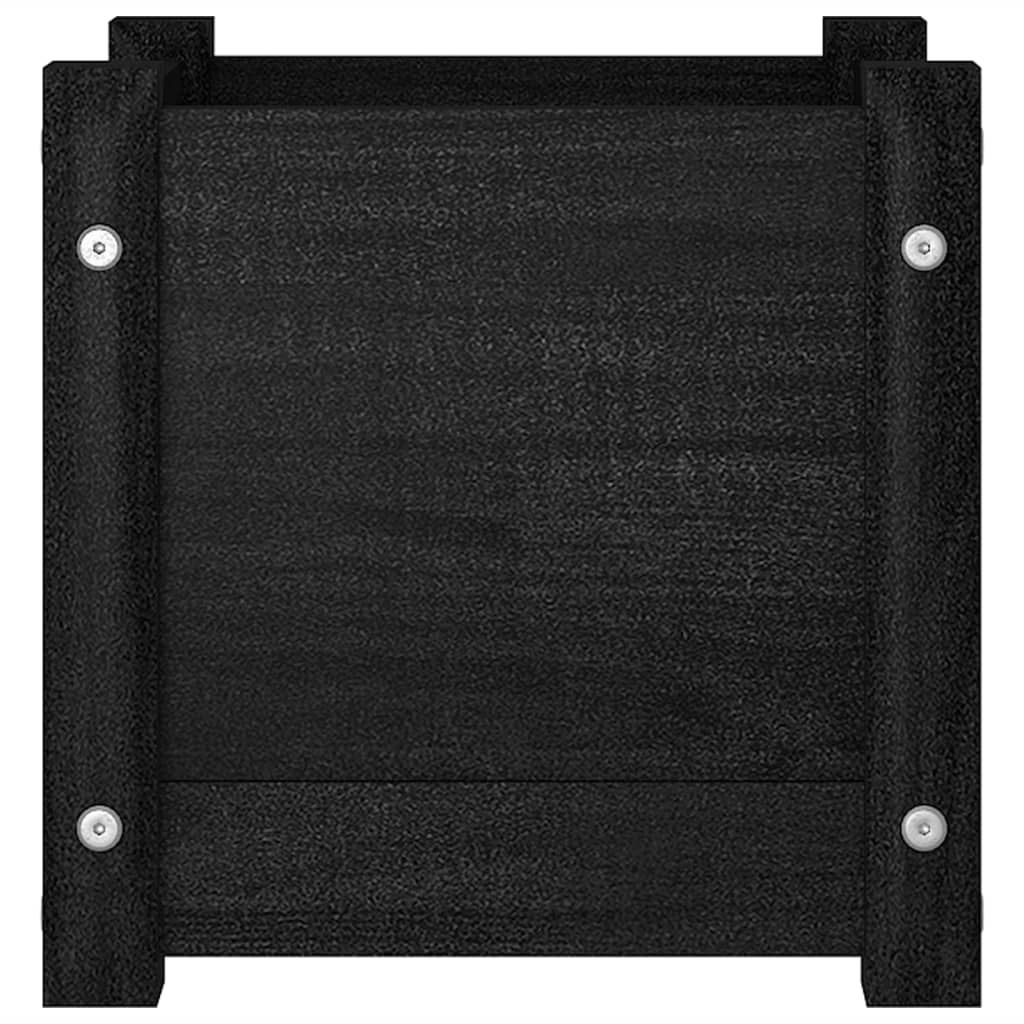 vidaXL Donice ogrodowe, 2 szt., czarne, 31x31x31 cm, sosnowe