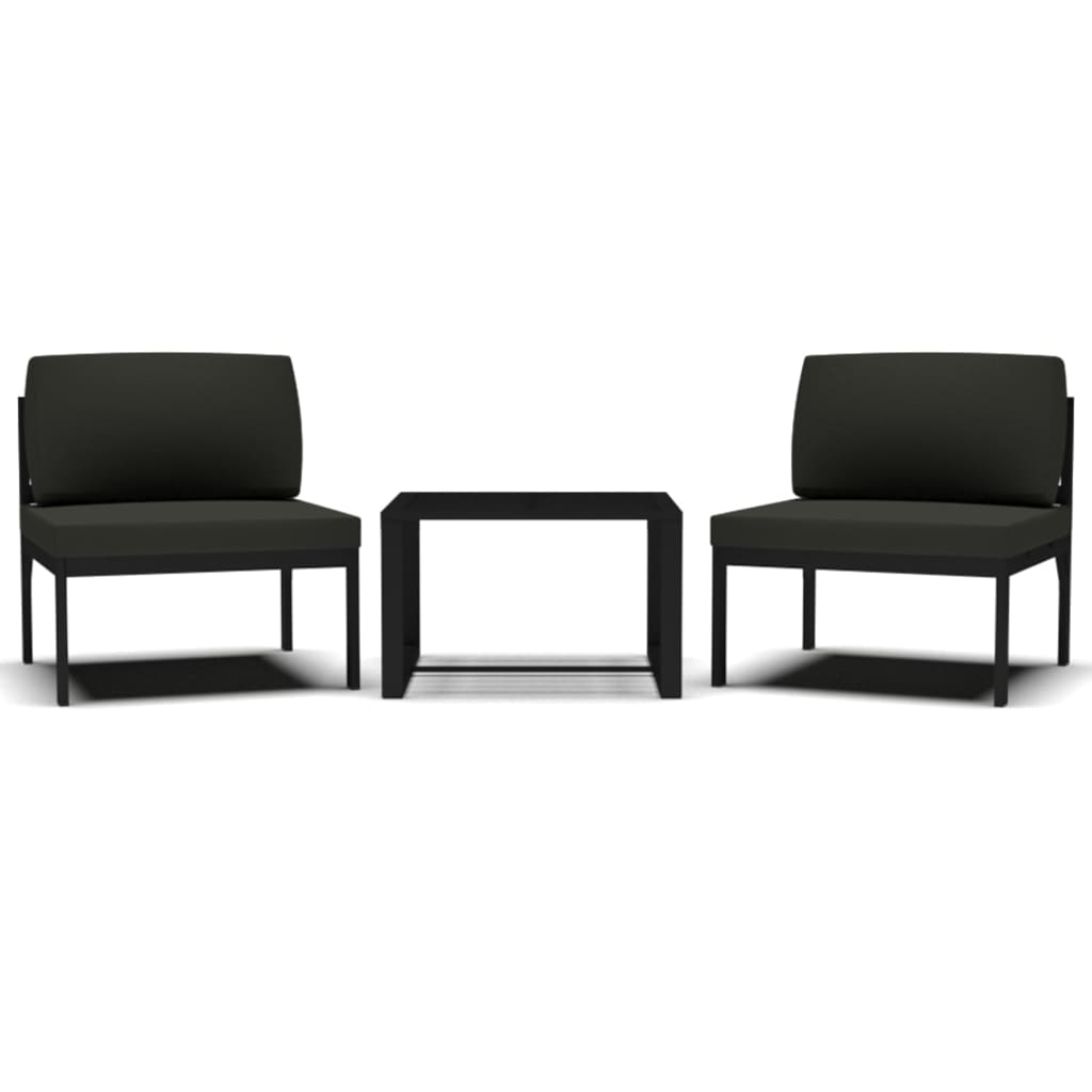vidaXL 3-cz. zestaw wypoczynkowy z poduszkami, aluminium, antracytowy
