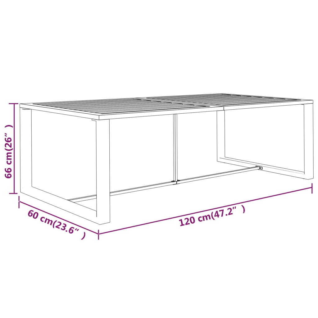 vidaXL Stół ogrodowy, antracytowy, 120x60x66 cm, aluminium