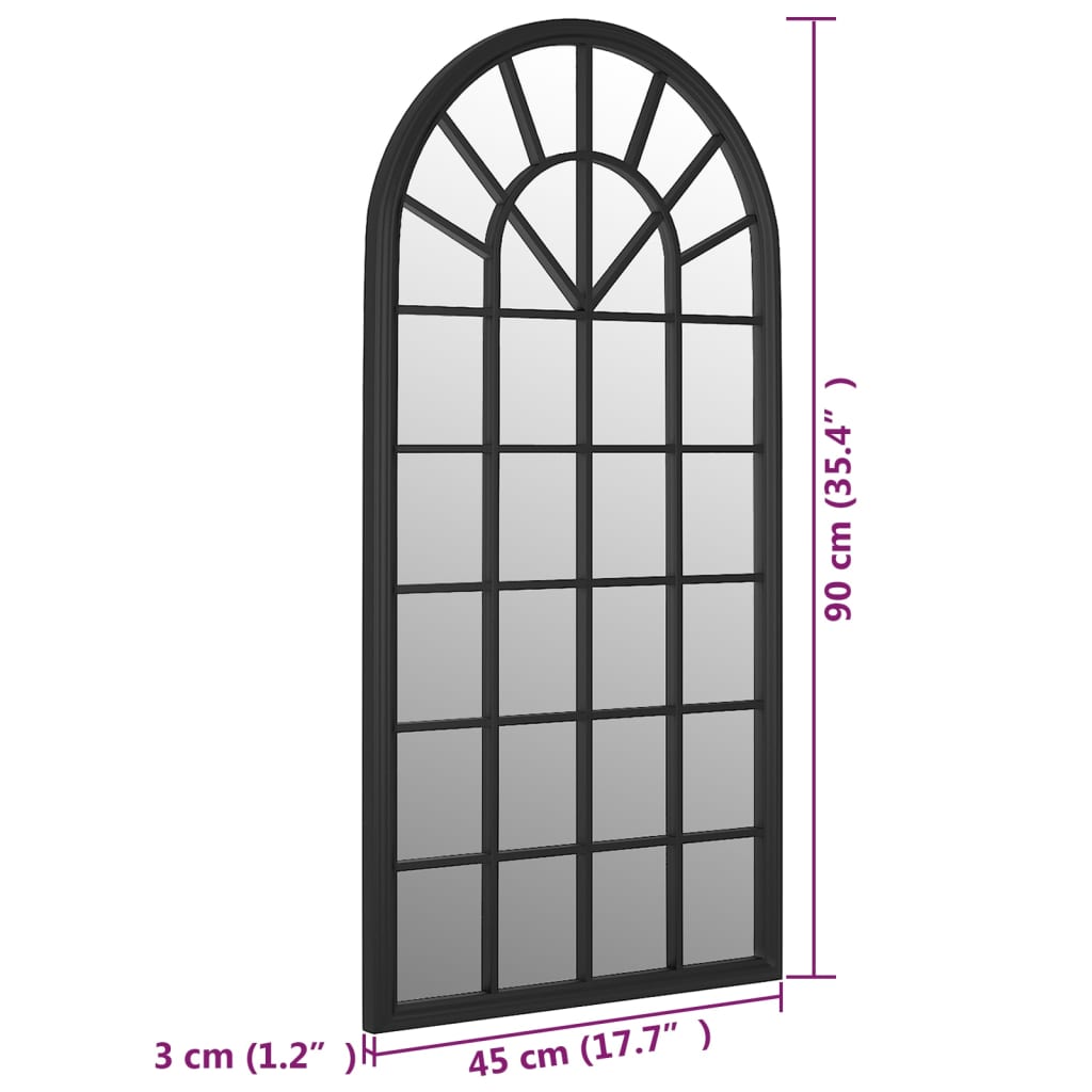 vidaXL Lustro do wnętrz, czarne, 90x45 cm, żelazne