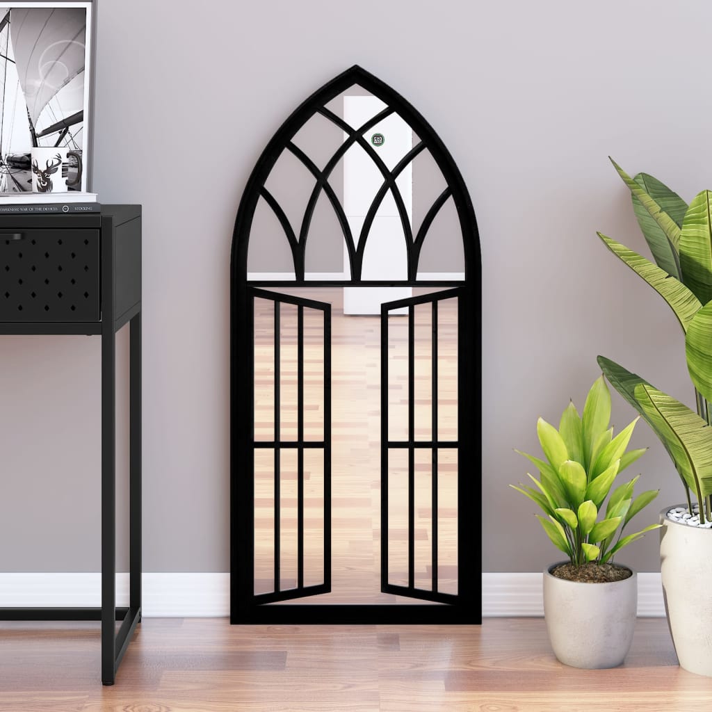 vidaXL Lustro do wnętrz, czarne, 100x45 cm, żelazne