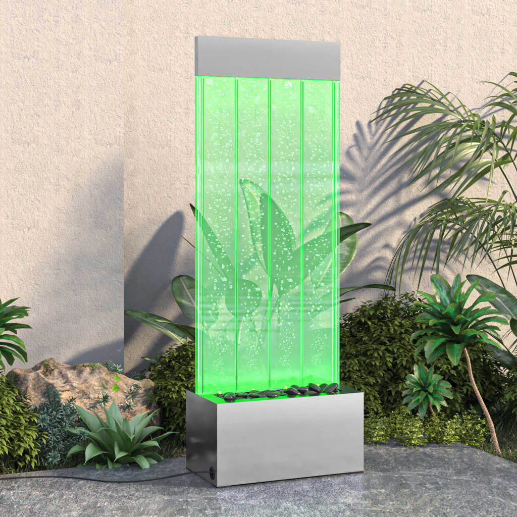 vidaXL Lampa wodna z LED RGB, stal nierdzewna i akryl, 110 cm