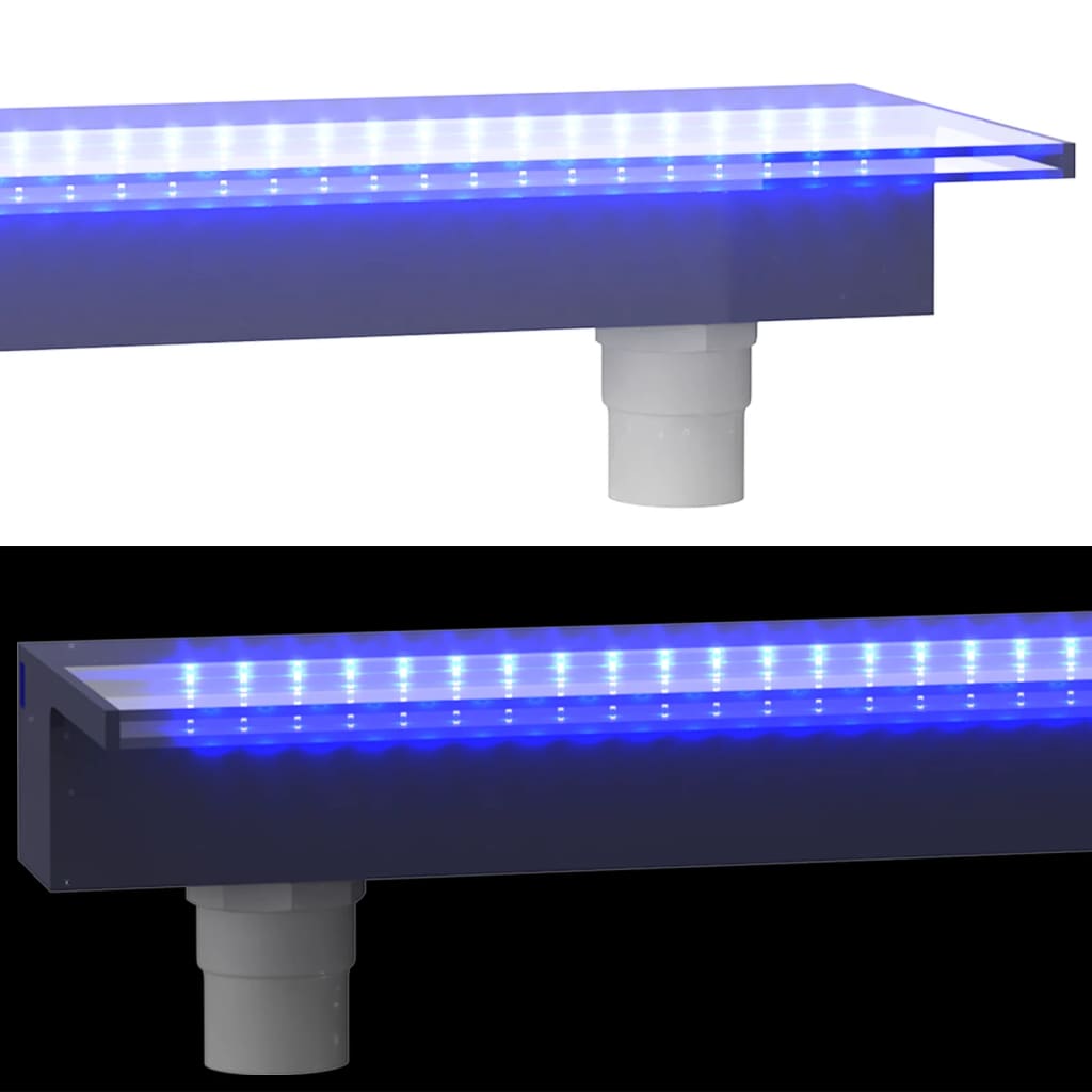 vidaXL Wylewka do wodospadu z oświetleniem RGB LED, akrylowa, 90 cm