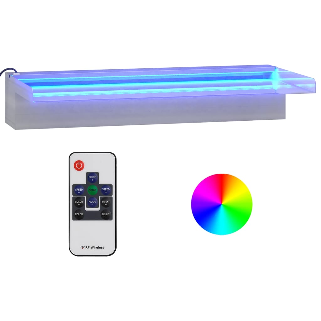 vidaXL Wylewka do wodospadu z RGB LED, stal nierdzewna, 45 cm