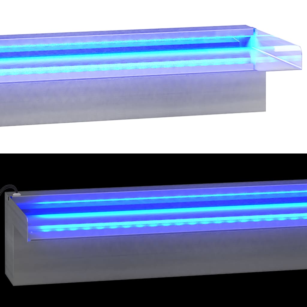 vidaXL Wylewka do wodospadu z RGB LED, stal nierdzewna, 108 cm