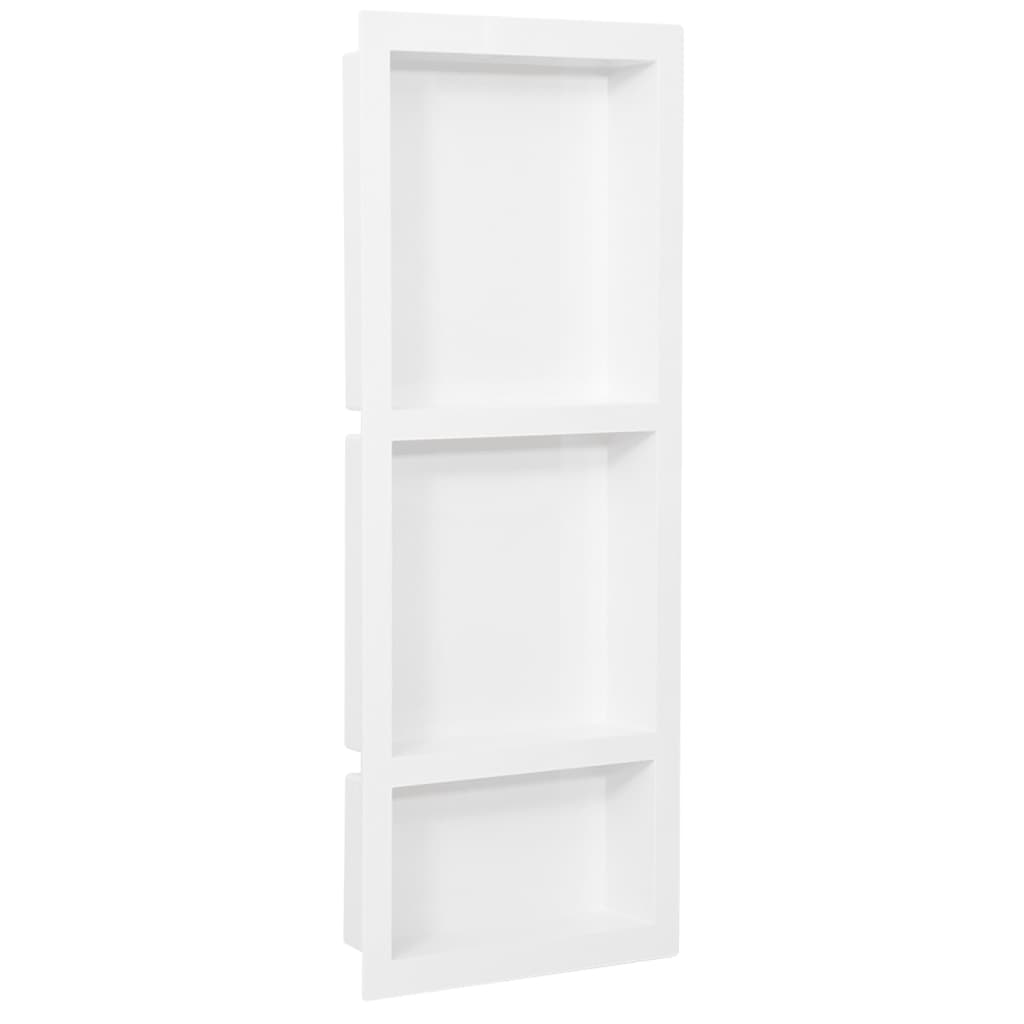 vidaXL Wnęka prysznicowa z 3 półkami, biała, połysk, 41x99x9 cm