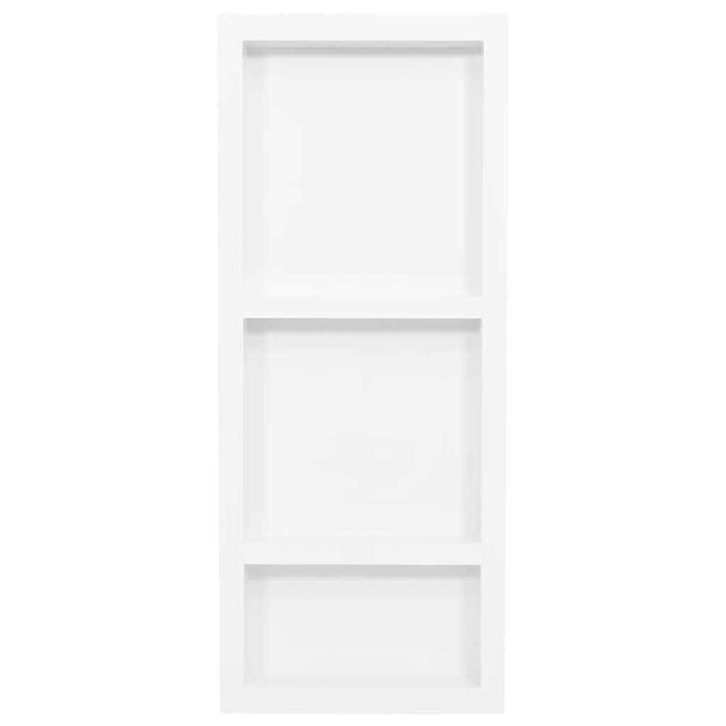 vidaXL Wnęka prysznicowa z 3 półkami, biała, połysk, 41x99x9 cm