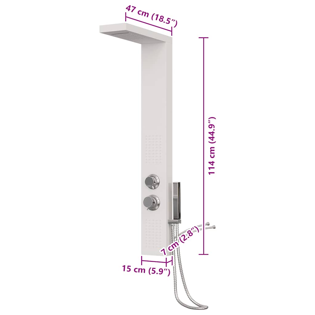 vidaXL Panel prysznicowy, aluminiowy, biały