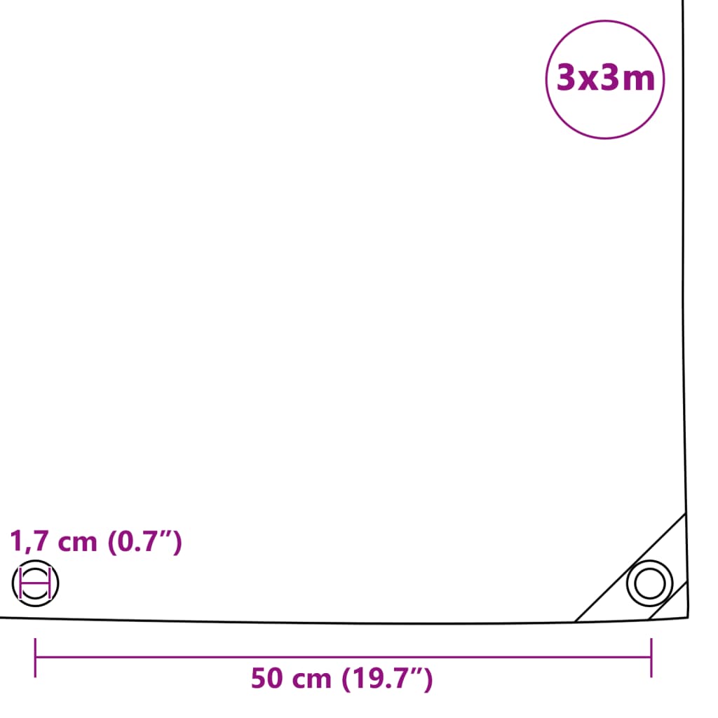 vidaXL Plandeka 650 g/m², 3 x 3 m, czarna