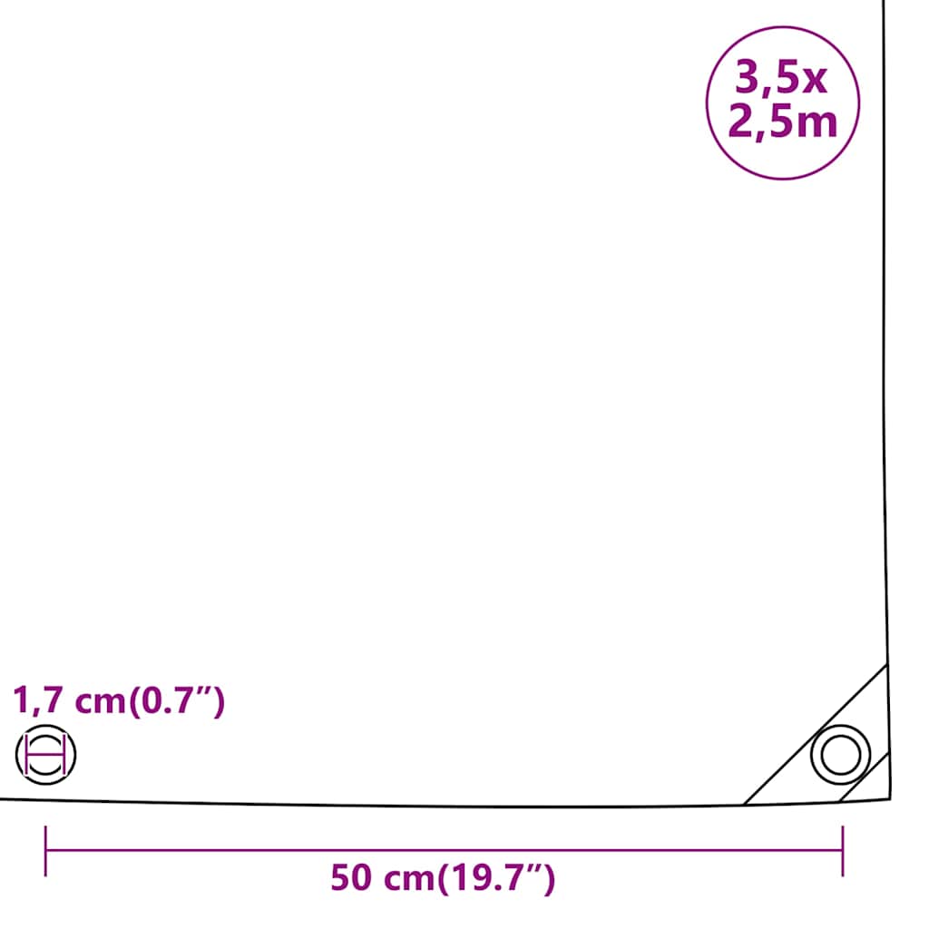 vidaXL Plandeka 650 g/m², 3,5 x 2,5 m, czarna