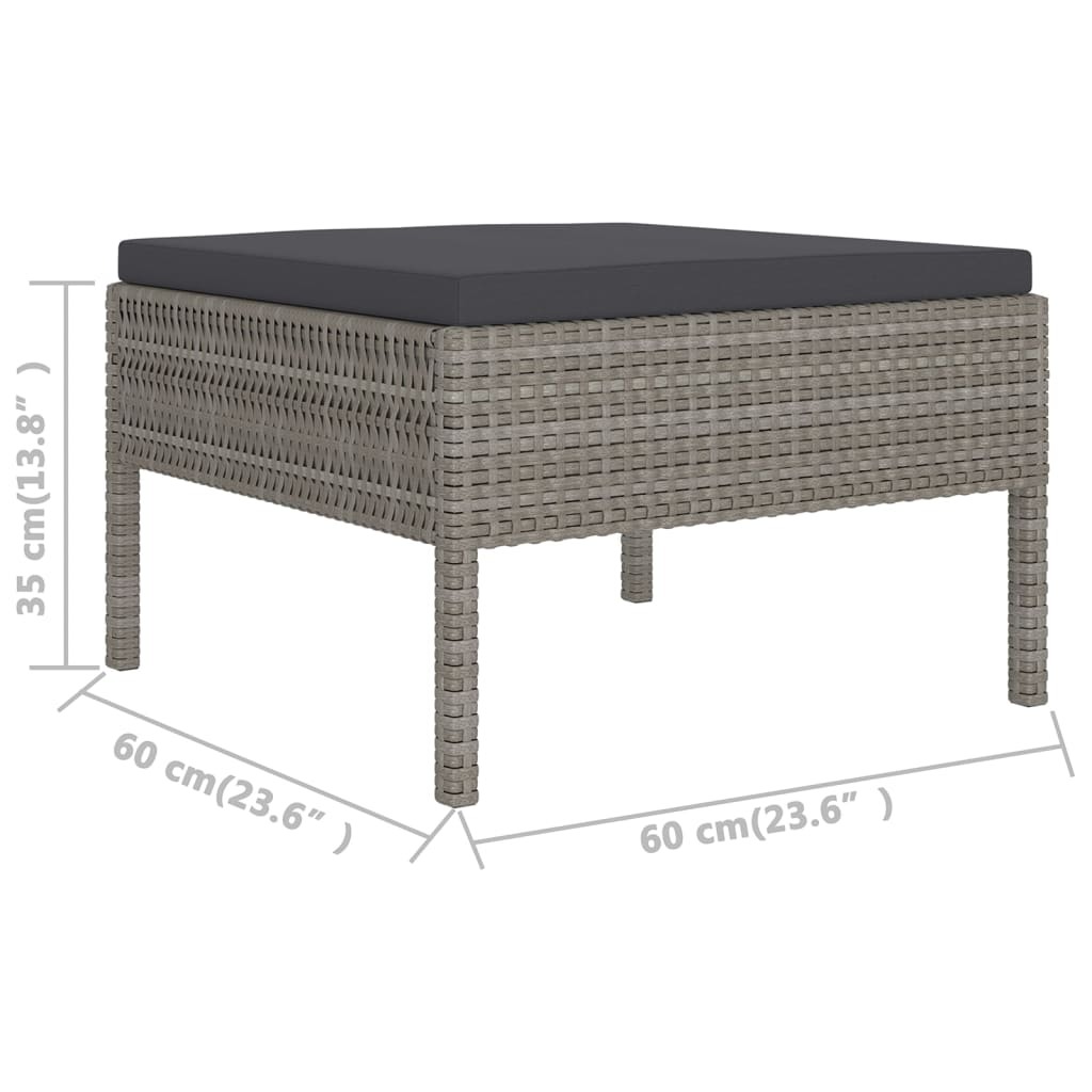 vidaXL 7-cz. zestaw wypoczynkowy do ogrodu, poduszki, rattan PE, szary