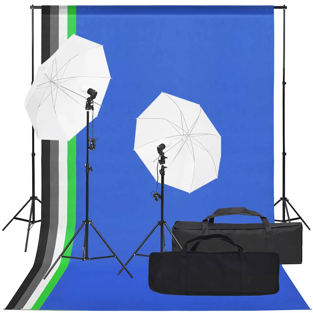 vidaXL Fotograficzny zestaw studyjny z lampami i tłami