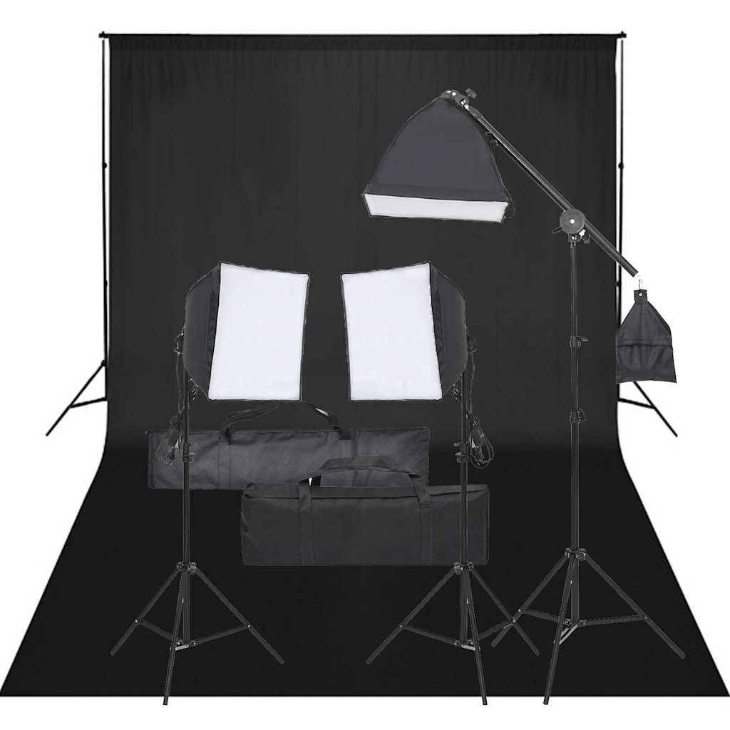 vidaXL Fotograficzny zestaw studyjny z lampami i tłem