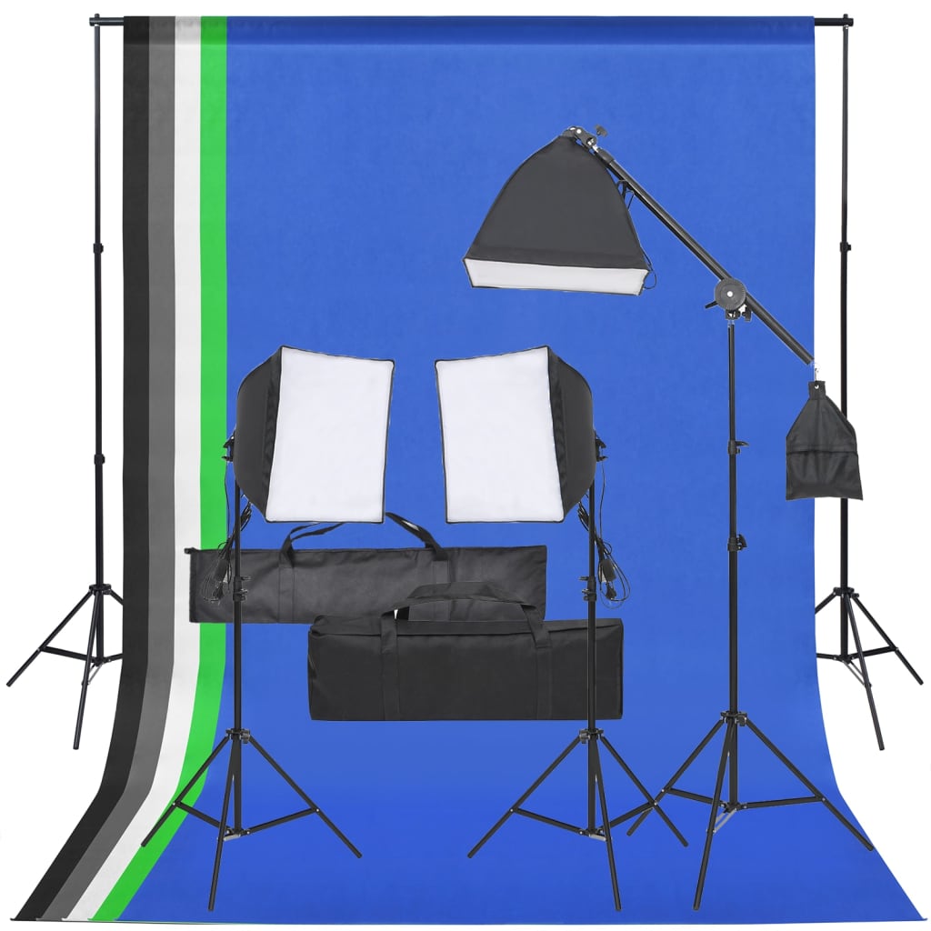 vidaXL Fotograficzny zestaw studyjny z lampami i tłami