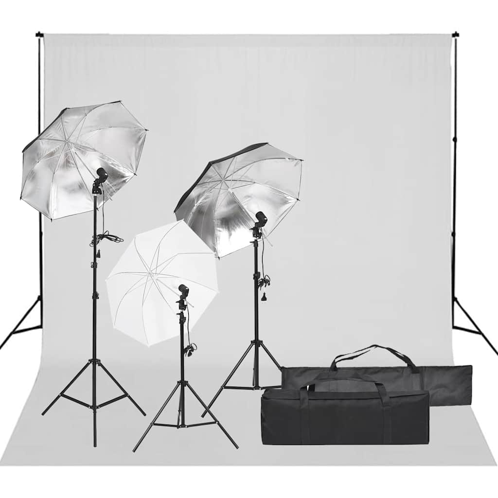 vidaXL Fotograficzny zestaw studyjny z lampami i tłem