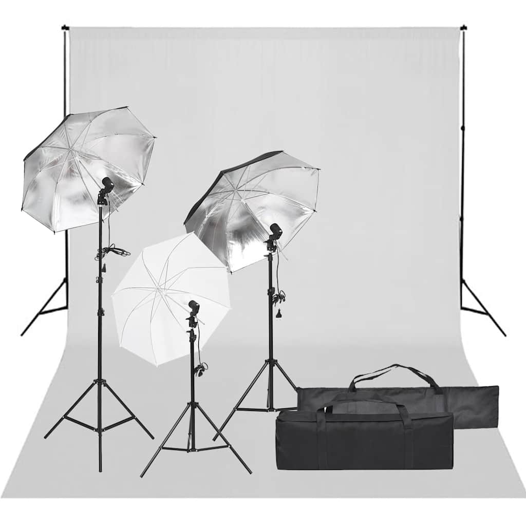 vidaXL Fotograficzny zestaw studyjny z lampami i tłem