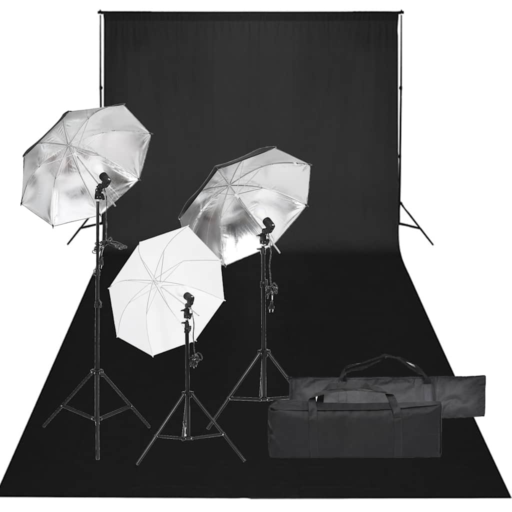 vidaXL Fotograficzny zestaw studyjny z lampami i tłem