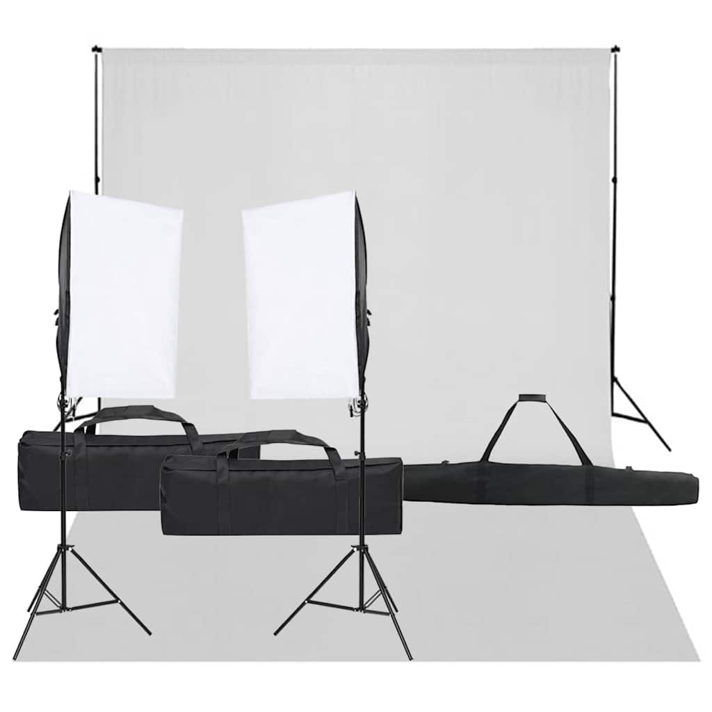 vidaXL Fotograficzny zestaw studyjny z lampami i tłem–
