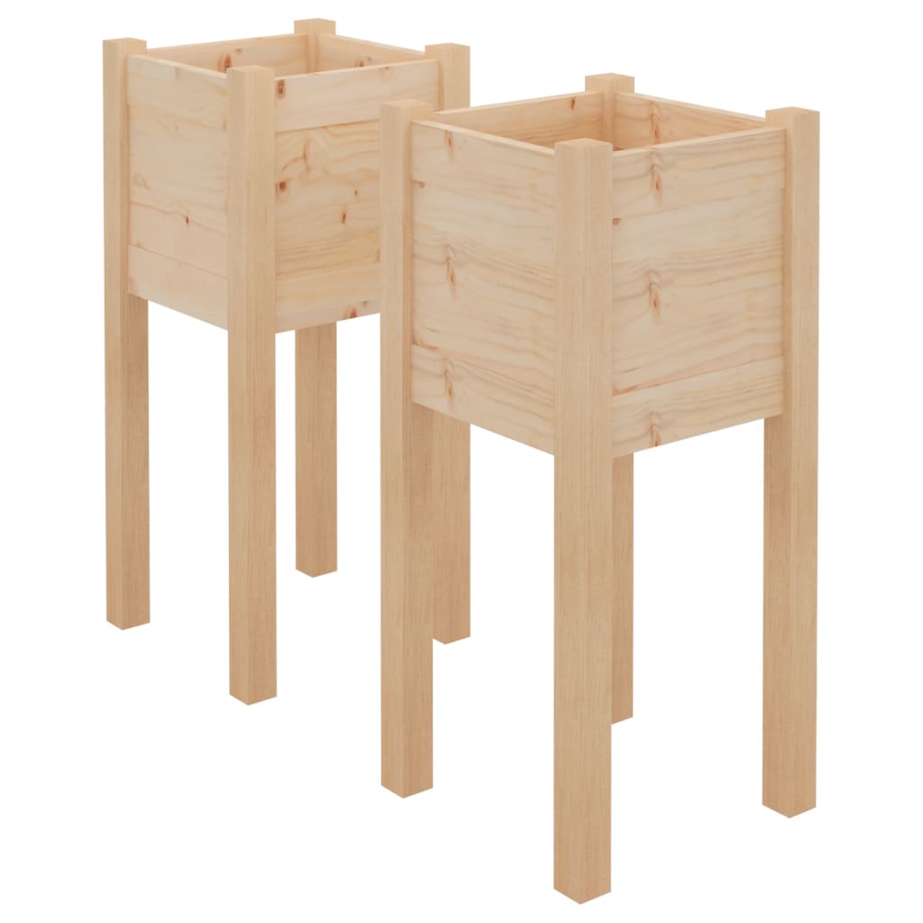 vidaXL Donice ogrodowe, 2 szt., 31x31x70 cm, lite drewno sosnowe