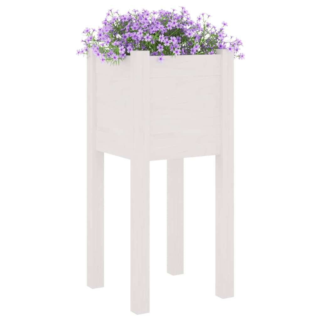 vidaXL Donice ogrodowe, 2 szt., białe, 31x31x70 cm, drewno sosnowe