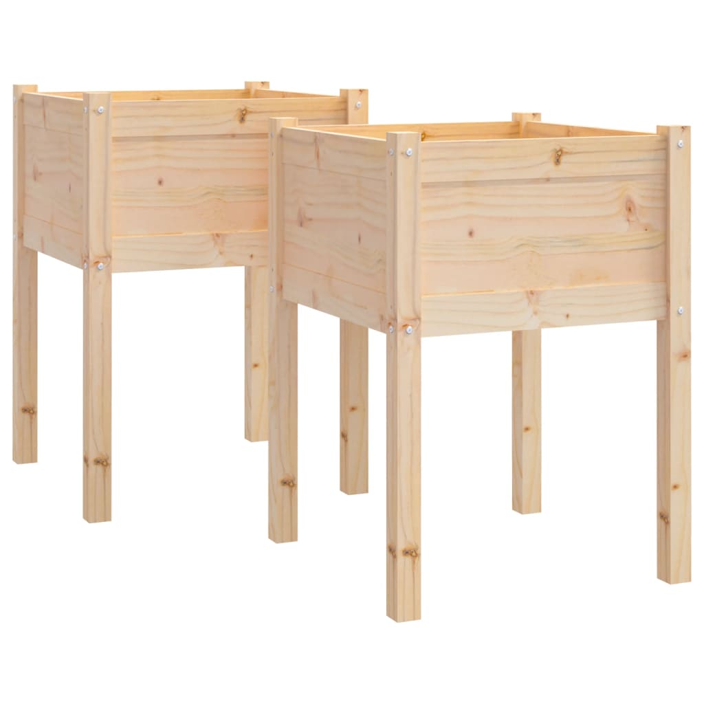 vidaXL Donice ogrodowe, 2 szt., 50x50x70 cm, lite drewno sosnowe