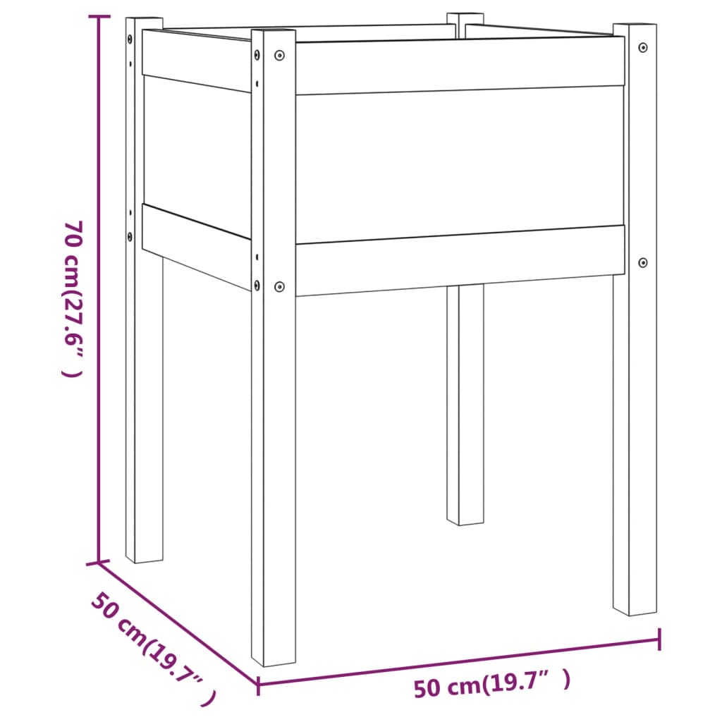 vidaXL Donice ogrodowe, 2 szt., 50x50x70 cm, lite drewno sosnowe