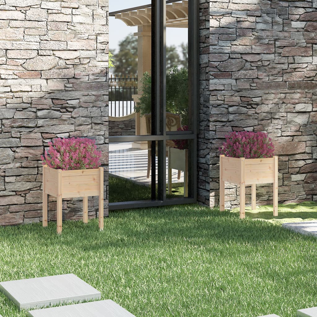 vidaXL Donice ogrodowe, 2 szt., 50x50x70 cm, lite drewno sosnowe