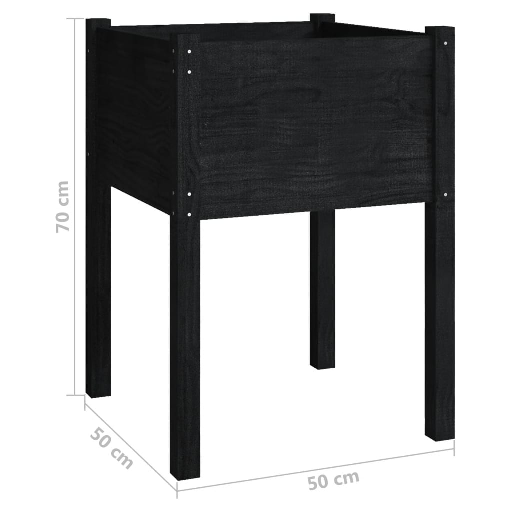 vidaXL Donice ogrodowe, 2 szt., czarne, 50x50x70 cm, drewno sosnowe