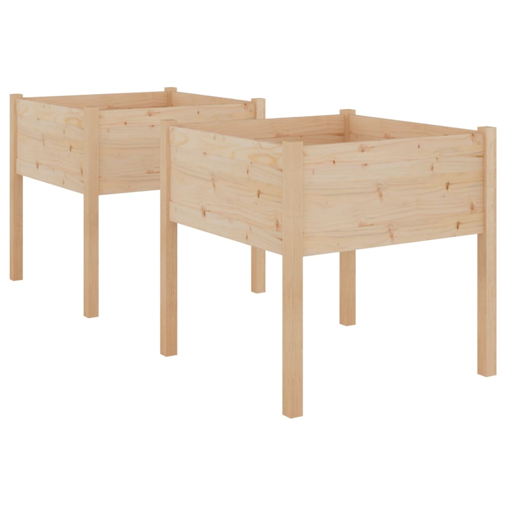 vidaXL Donice ogrodowe, 2 szt., 70x70x70 cm, lite drewno sosnowe