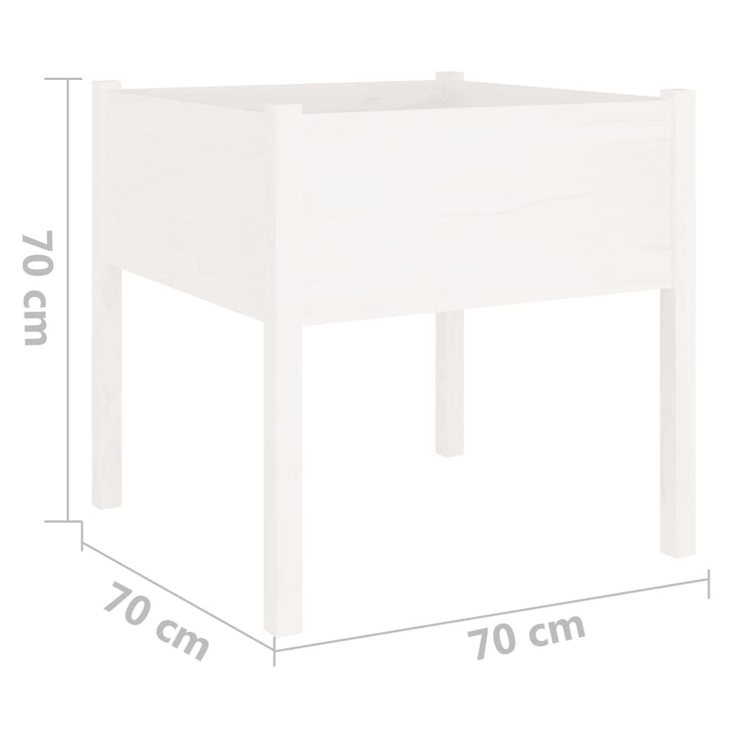 vidaXL Donice ogrodowe, 2 szt., białe, 70x70x70 cm, drewno sosnowe