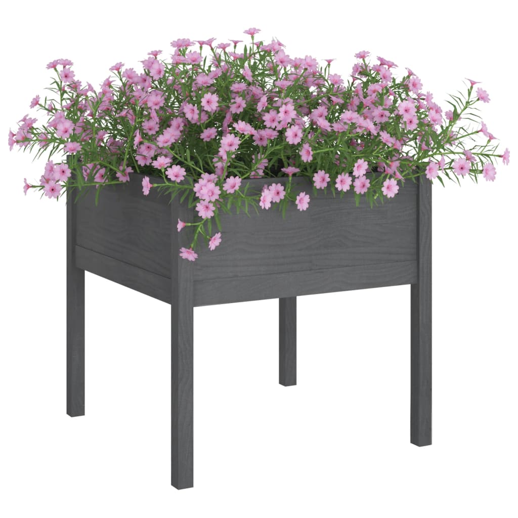 vidaXL Donice ogrodowe, 2 szt., szare, 70x70x70 cm, drewno sosnowe