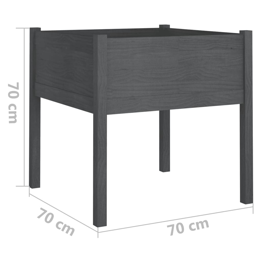 vidaXL Donice ogrodowe, 2 szt., szare, 70x70x70 cm, drewno sosnowe