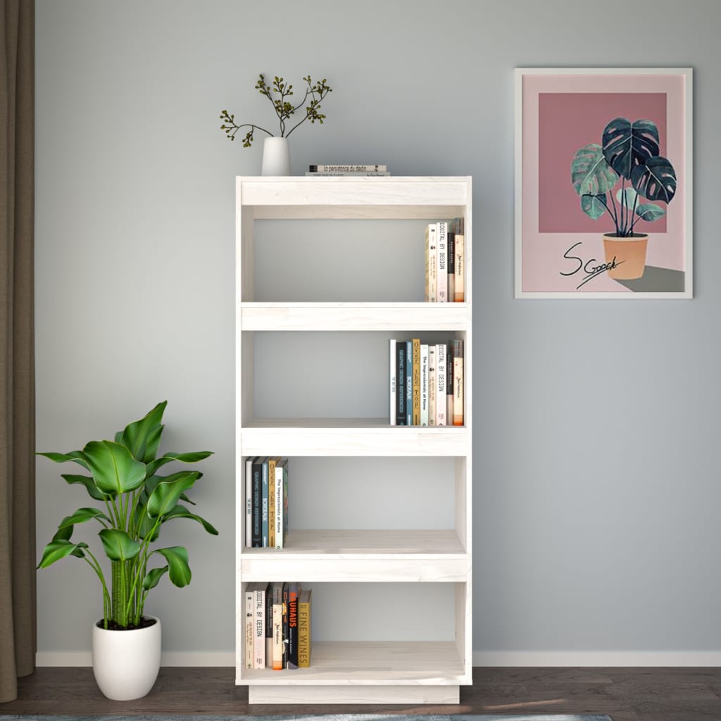 vidaXL Regał na książki/przegroda, biały 60x35x135 cm, drewno sosnowe