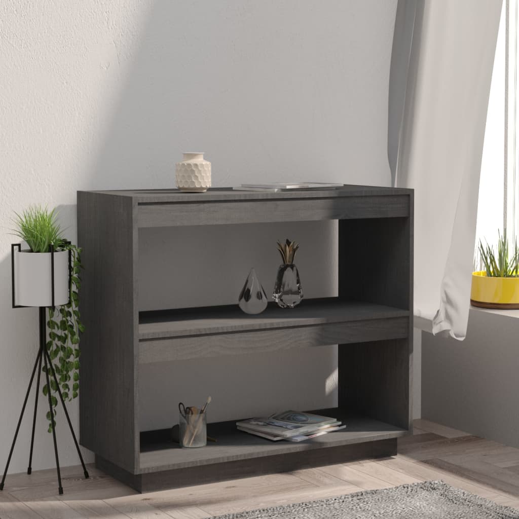 vidaXL Regał na książki, szary, 80x35x71 cm, lite drewno sosnowe